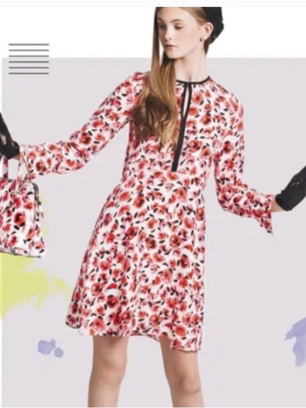 NWT Kate Spade Rose buds 100%silk floral romantic preppy academia dress size 4